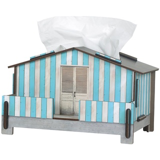 WERKHAUS® Aufbewahrungsbox Werkhaus - Tücherbox "Strandhaus" Kosmetiktücherbox Tissuebox Farbe: blau