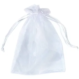 PLECUPE 100 Stück Organzasäckchen, Organzabeutel 13x18 cm, Tunnelzug Hochzeit Säckchen, Schmuckbeutel Drawstring Organza Bags Säckchen Beutel für Geschenke Schmuckaufbewahrung Verpacken - Weiß