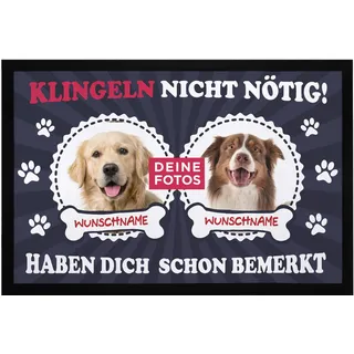 SpecialMe® Fußmatte mit eigenem Hund selbst gestalten personalisiert mit Name und Foto Haustier Hundebesitzer rutschfest & waschbar Schwarz 60x40cm