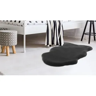 calo-deluxe Fellteppich CALO-DELUXE "Vogesen 200" Gr. 41, grau (anthrazit), B:60cm H:35mm L:90cm, Kunstfaser, Teppiche, Fellteppich, handgetuftet, Kunstfell, Wohnzimmer