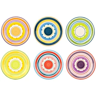 Unitable Dessertteller 6er Set Cefalu I Kuchenteller im Mediterranen-Stil I Steingut-Teller von Rose&Tulipani I mikrowellen- & spülmaschinengeeignet I handverzierte Teller bunt I Ø 19cm