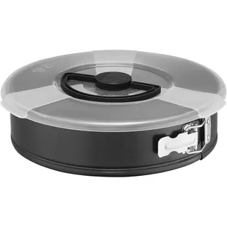 AMBITION Springform 24 cm rund mit Deckel Lakritze Kuchenform antihaft abnehmbarer Rand Kohlenstoffstahl