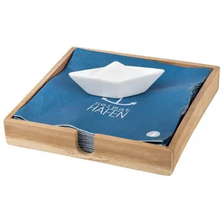Räder Design Serviettenhalter Maritimer Serviettenhalter aus Holz mit Porzellanboot von räder design