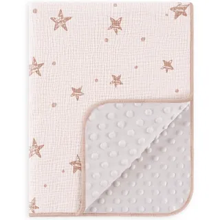 Susurration Babydecke Baumwolle Baby Decken Neugeborenen, Weiche Krabbeldecke 75x100cm,Multifunktional Minky Kuscheldecke für Kleinkinder Mädchen Junge (Rosa Pentagramm)