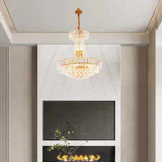60cm Kristall Deckenleuchte Deckenlampe Kronleuchter Lüster Zimmerlampe Gold