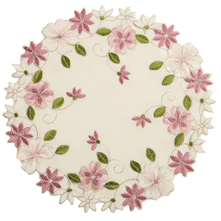 2stück Blume bestickte Tischsets, süße rosa Blumen Tischsets, Vasenauflagen für den Heimgebrauch Küche und Esszimmer Hochzeit Party Dekoration,Durchmesser 30cm (rosa Blume, rund)