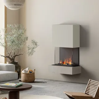 muenkel design Como [Elektrokamin Opti-myst]: Concrete (Betonoptik) - weiß