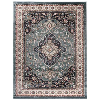 Carpeto Orientteppich Teppich Blau 140 x 200 cm Medaillon Klassisch Muster - Wohnzimmer Schlafzimmer Esszimmer