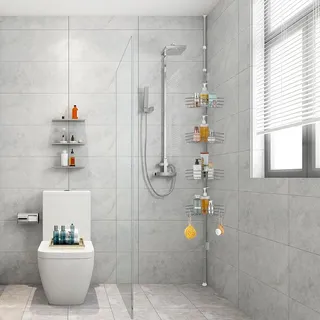 Teleskopregal 85-325 cm, weiß, für Badezimmer