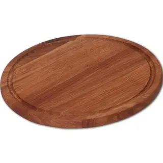 5X HOFMEISTER® Schneidebrett Eiche rund 30 cm mit Saftrille – massives Holzbrett für Küche und Tisch, klingenschonend, Handarbeit