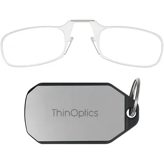 ThinOptics Lesebrille Schlüsselanhänger +2,00, ultraflach und bügellos, Flex-Fit Lesehilfe im Taschenformat, passt in Geldbörse, inkl Schlüsseletui