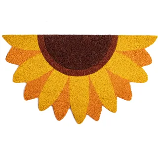 FISURA – Fußmatte “Better Late” aus Kokosnuss mit Rutschfester PVC-Basis. Handbemalte Innenmatte in Rosa. Türmatte mit lustigem Spruch. 70 cm x 40 cm. (Sonnenblume)