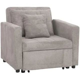 MCW Schlafsessel MCW-L90 Cord 200 x 100 x 70 cm Grau mit Schlaffunktion