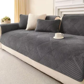Rutschfeste verdickte Sofabezug,90x160cm Couchbezug,2 Sitzer,Dicke Sofa ,Antirutsch Sofahusse,Möbelschutz,dunkelgrau Sofa-Matte. - Dunkelgrau
