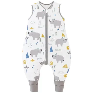 Chilsuessy Baby Schlafsack Mit Beinen 2.5 Tog Winter Unisex Ganzjahres Mit Füßen, Süßes Nashorn, 70cm/Baby Höhe 75-85cm