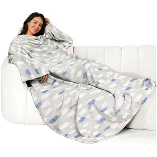 Wolldecke Kuscheldecke mit Ärmeln 140x170cm Weich Warm Fleecedecke Ailbby, LuxusKollektion