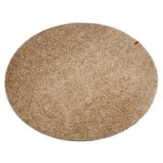 Keilbach 44350, runde Fußmatte point.sand, maschinenwaschbar, Durchmesser 85 cm, nur 9 mm dick, hochwertiger Flor, Braun, One Size
