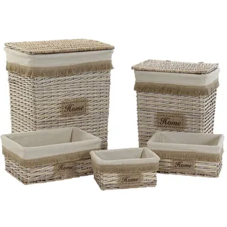 Home ESPRIT Körbchen-Set, Braun, Natur, 47 x 35 x 56 cm, 5 Stück
