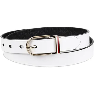 Tommy Hilfiger Damen Two-in-one Reversible Slim Width Casual Leather Belt for Jeans, Trousers and Dresses Gürtel, Weiß/Schwarz, L - L