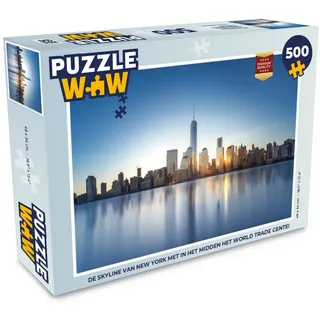 MuchoWow Puzzle Die Skyline von New York mit dem World Trade Center in der Mitte, 500 Puzzleteile, Foto-Puzzle, Bilderrätsel, Puzzlespiele, Spielzeug bunt 34 cm x 48 cm x 2 cm