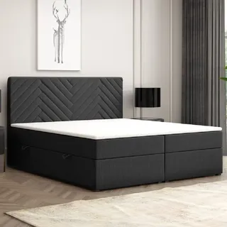 m-punkt Boxspringbett MALIBU mit Bettkasten 180 x 200 cm - Schwarz Bett Bettkasten